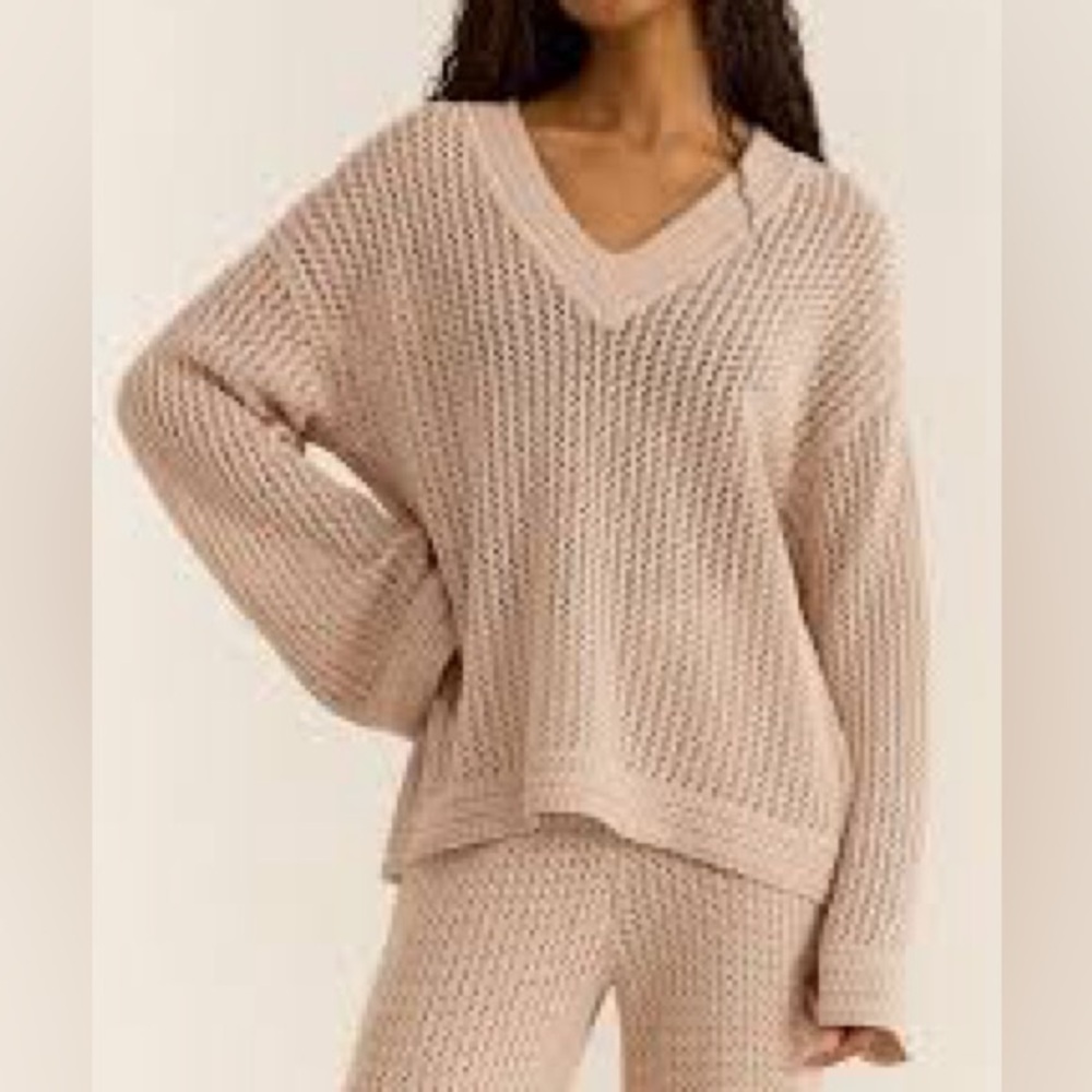 Z Supply Kiami Crochet Sweater Sand Small